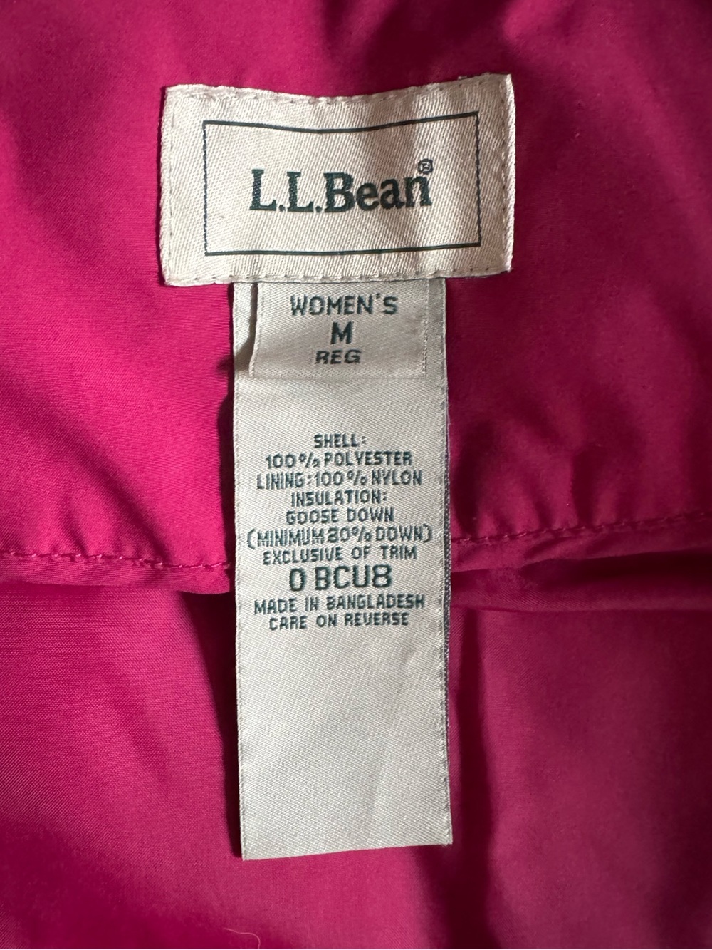 L.L. Bean Goose Down Full Length Puffer Coat Faux Fur Hood Magenta Pink M - Picture 3 of 8